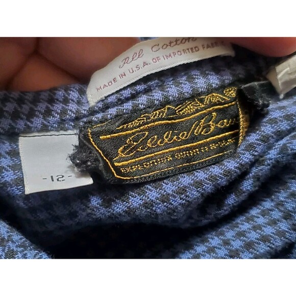 VTG EDDIE BAUER Shirt Women 12 Medium Blue Button Cotton Casual Barn Choir Work - Picture 3 of 6